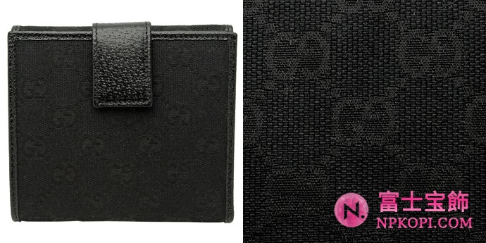 GUCCI/グッチ -METAL BAR定番キャンバスGG柄Gマーク刻印プレート付き2つ折りフレンチ折り財布 112664 F40IR 1000 